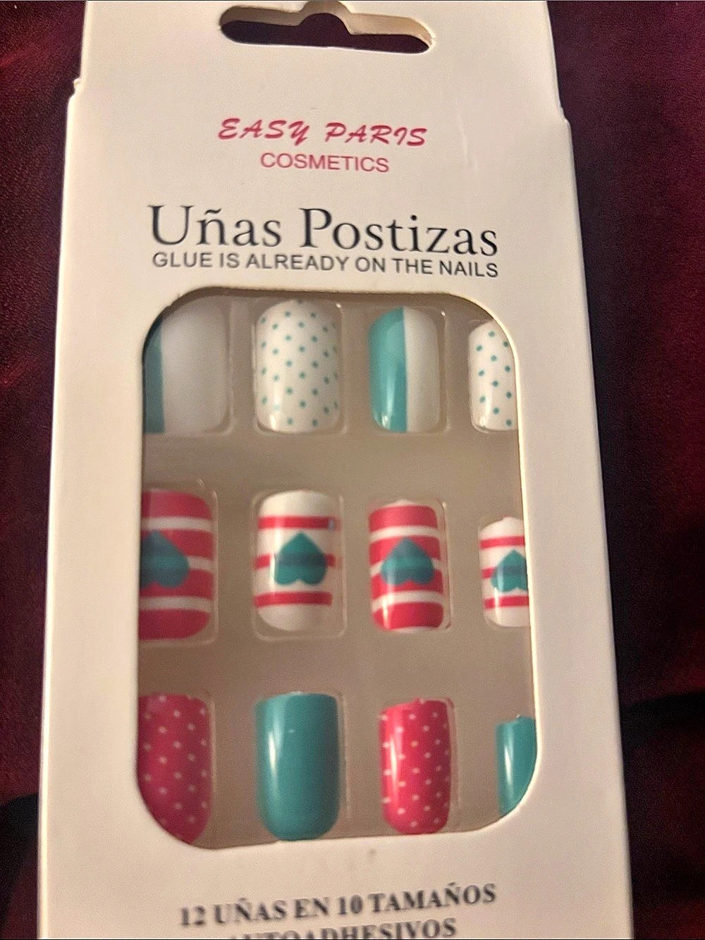 Easy Paris Cosmetics Press-On Nails Pink & Blue NWT